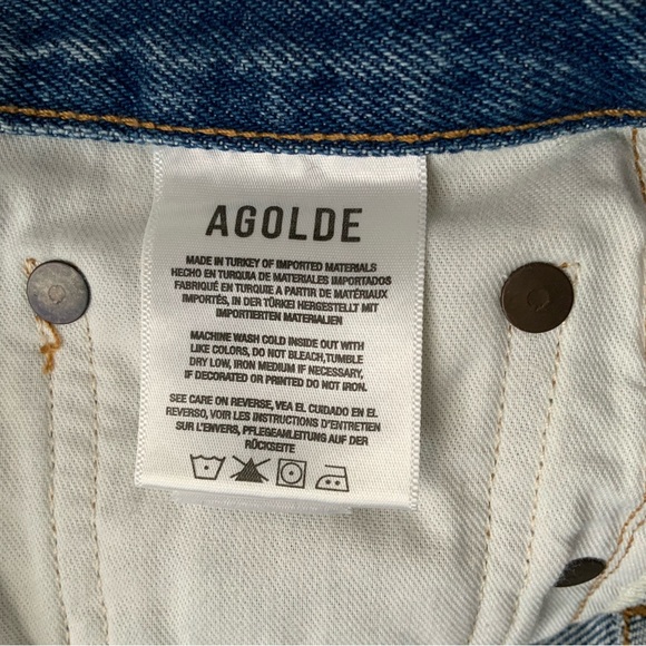 AGOLDE Denim Jean Shorts Parker Long Distressed Blue Size 25 - Picture 11 of 15